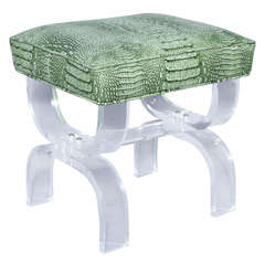 Luctie X-frame Stool with Faux Crocodile Seat