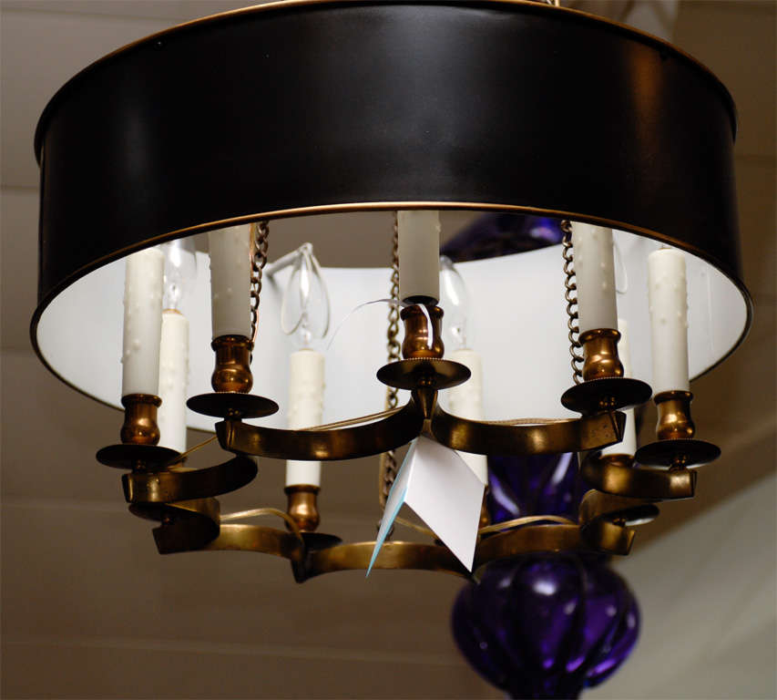 Mid C Chandelier With Custom Bouillotte Tole Shade 1