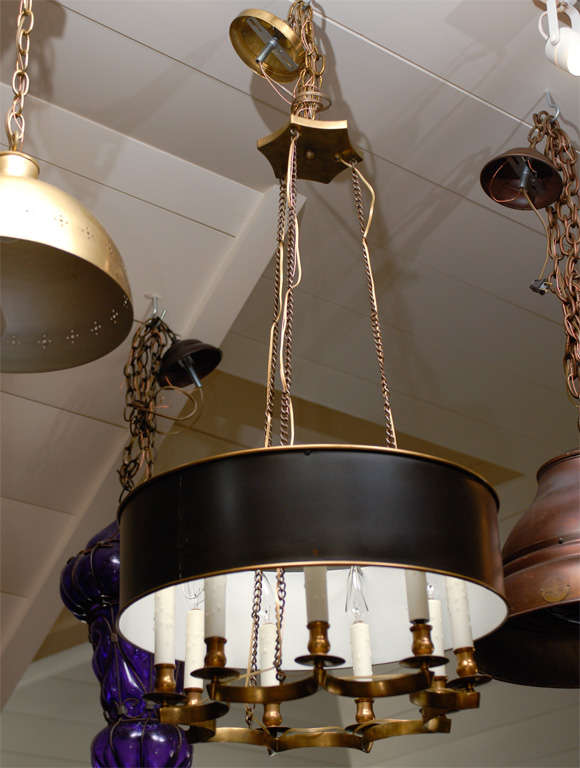 Mid C Chandelier With Custom Bouillotte Tole Shade 3
