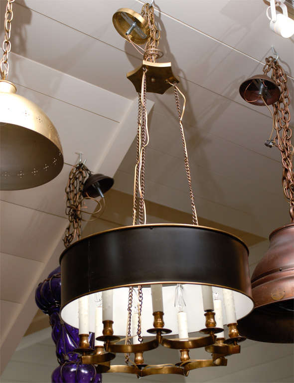 Mid C Chandelier With Custom Bouillotte Tole Shade 4