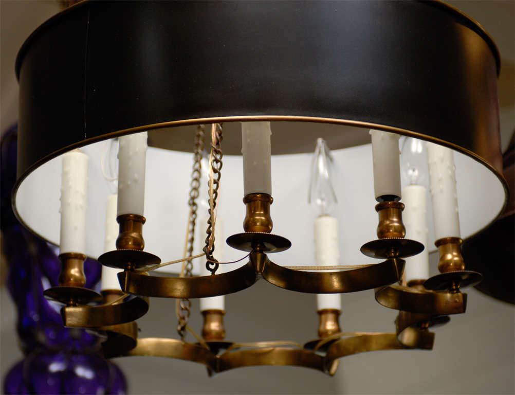 Mid C Chandelier With Custom Bouillotte Tole Shade 5