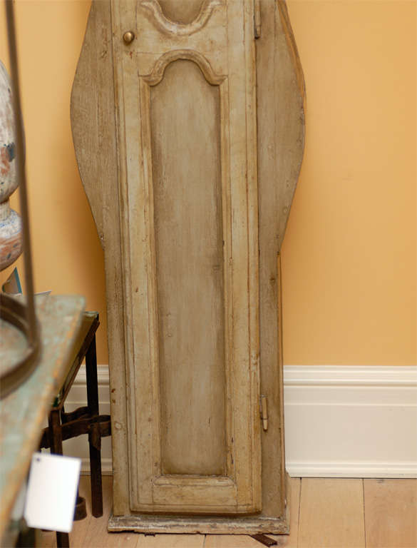 Tall 18th-19th Century French Painted Floor Longcase Clock For Sale 1