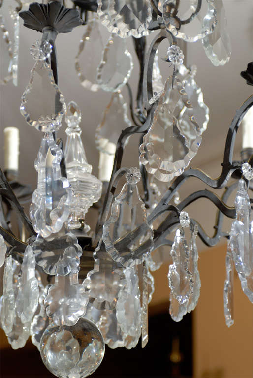 Large Early 20th Century Louis XV Style Crystal and Bronze Nine-Light Chandelier For Sale 2