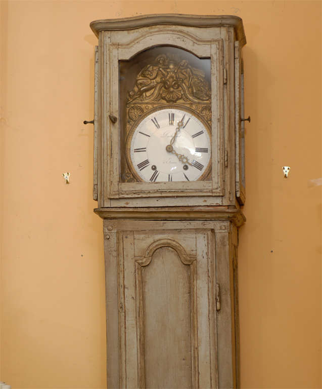 18th19th Century French Painted Floor Clock For Sale at 1stdibs