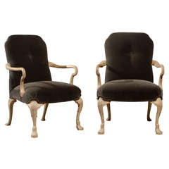19th c. Mohair Arm Chairs