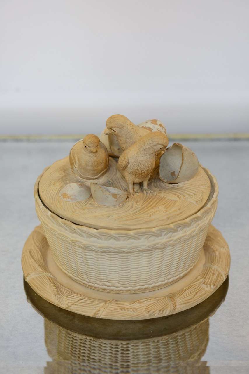 British Rare European Collection of Seven .19Th C  Majolica Hen on Nest 