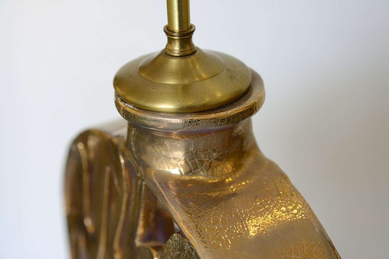 Lampe vintage en céramique dorée de style Hollywood Regency en vente 4