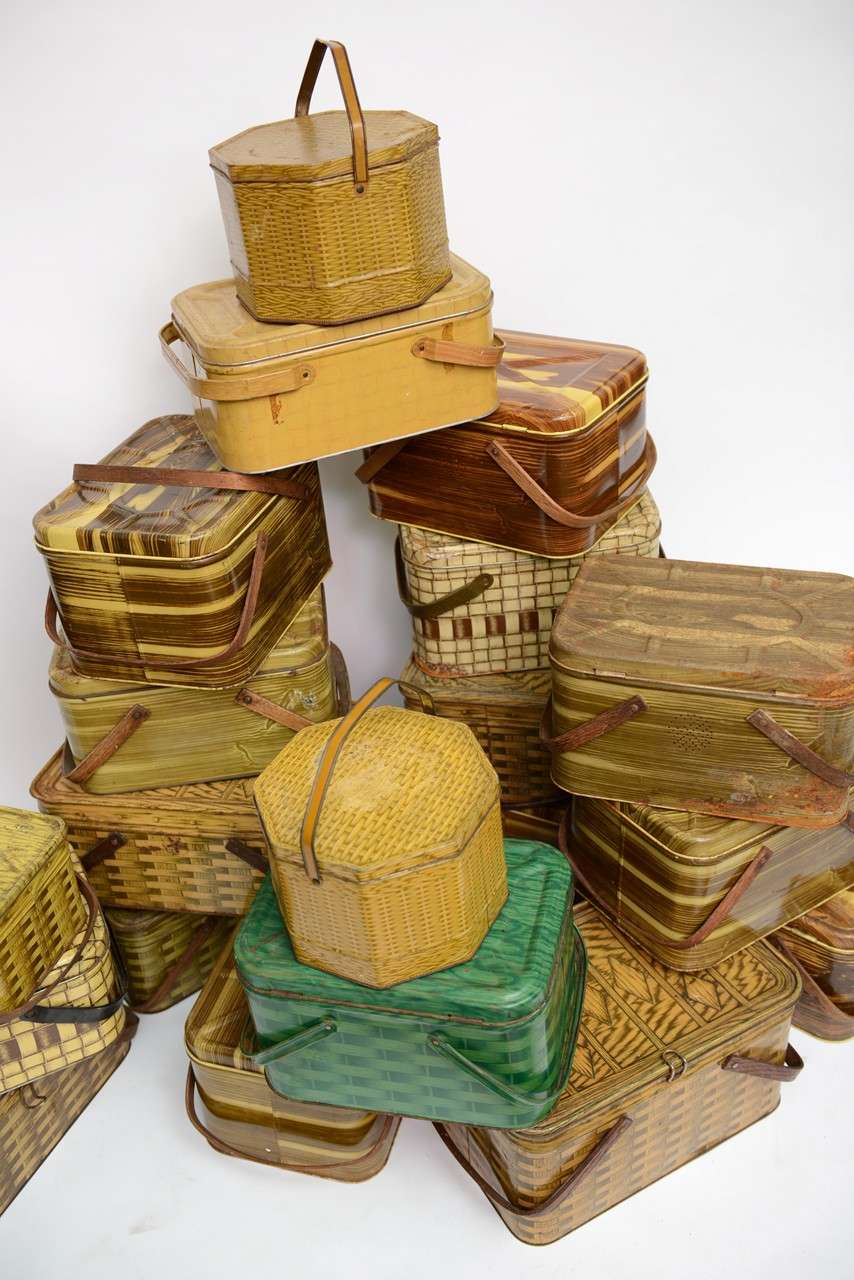 vintage tin picnic baskets for sale