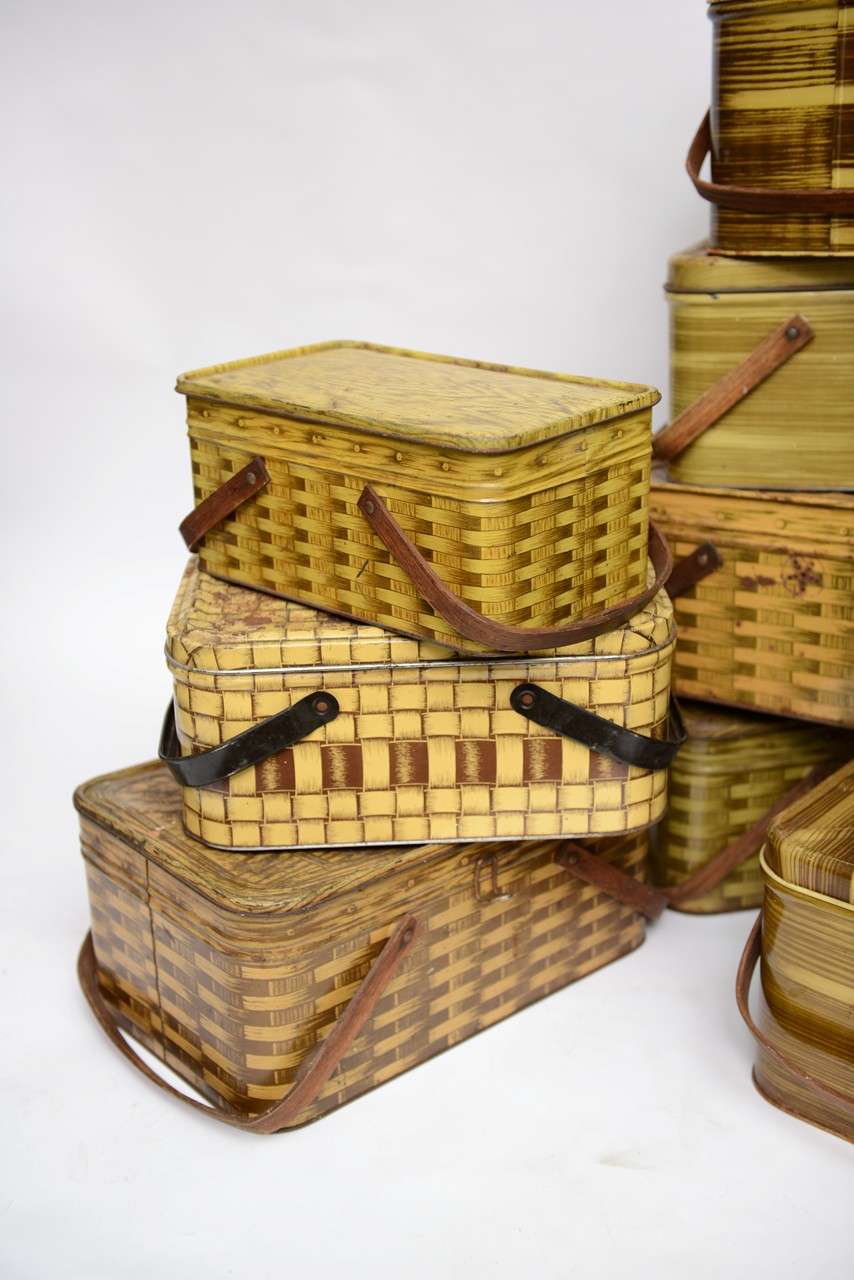 vintage metal picnic baskets for sale