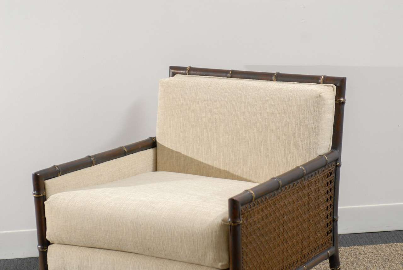 Mid-Century Modern Superb Pair of Faux Bamboo/Cane Lounge Chairs by Gibbings for Widdicomb