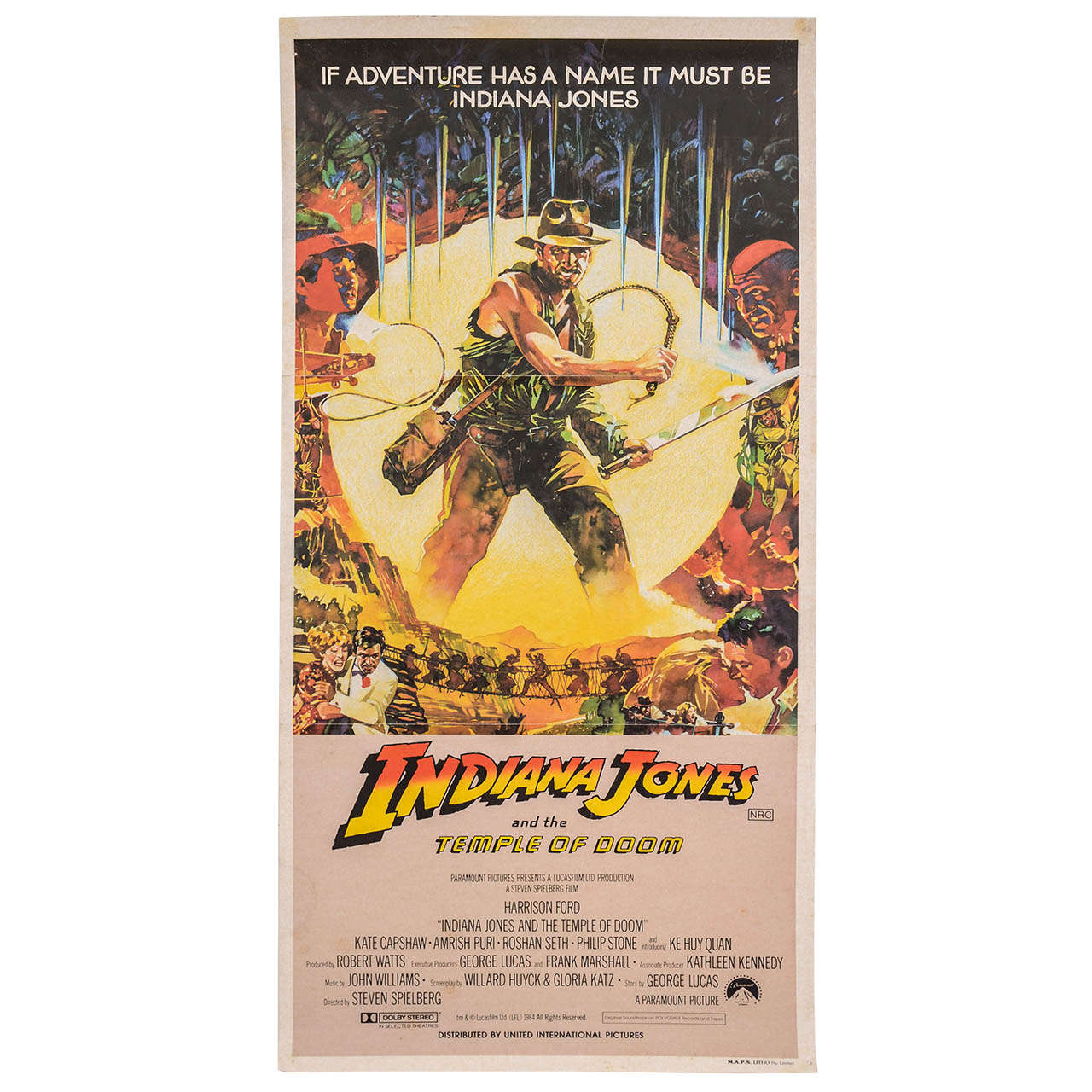 1984 Original Film Poster "Indiana Jones and the Temple of Doom" Australian 