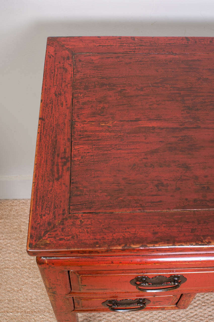 Chinese Red Lacquer Desk, 19th Century In Excellent Condition For Sale In Washington, DC