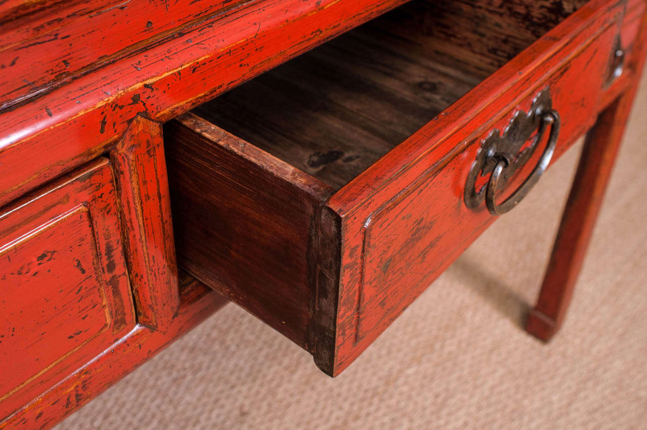 Chinese Red Lacquer Desk, 19th Century For Sale 2