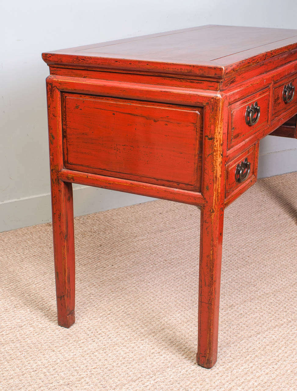 Chinese Red Lacquer Desk, 19th Century For Sale 3