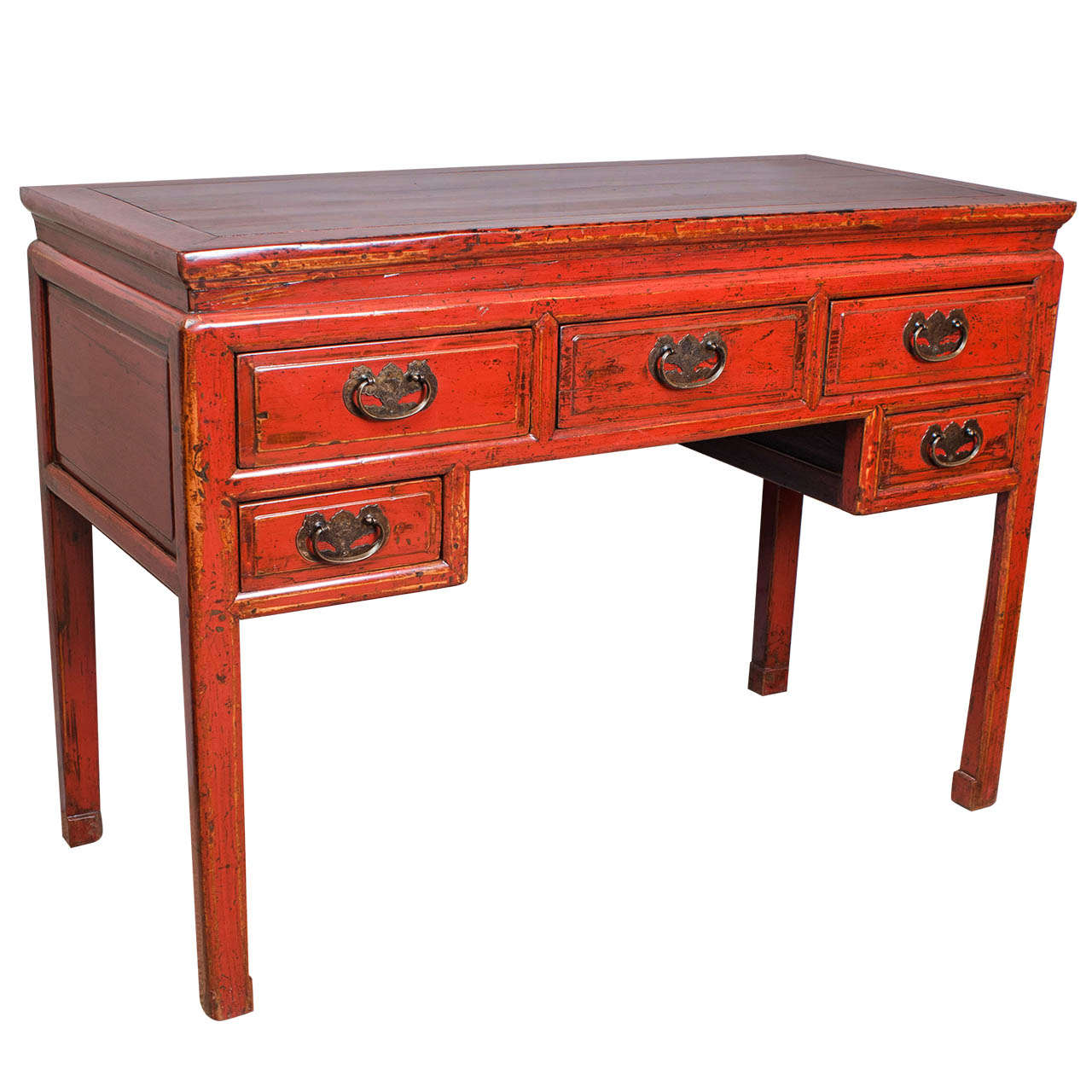 Chinese Red Lacquer Desk, 19th Century For Sale