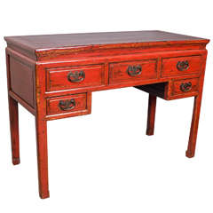 Chinese Red Lacquer Desk, 19th Century