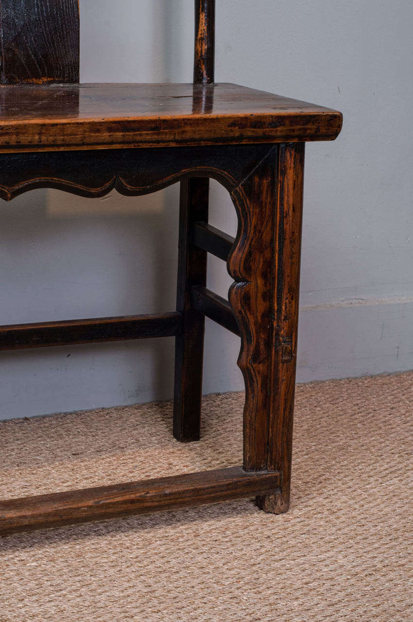 18th Century and Earlier Chinese Yoke Back Double Chair or Bench, 18th Century