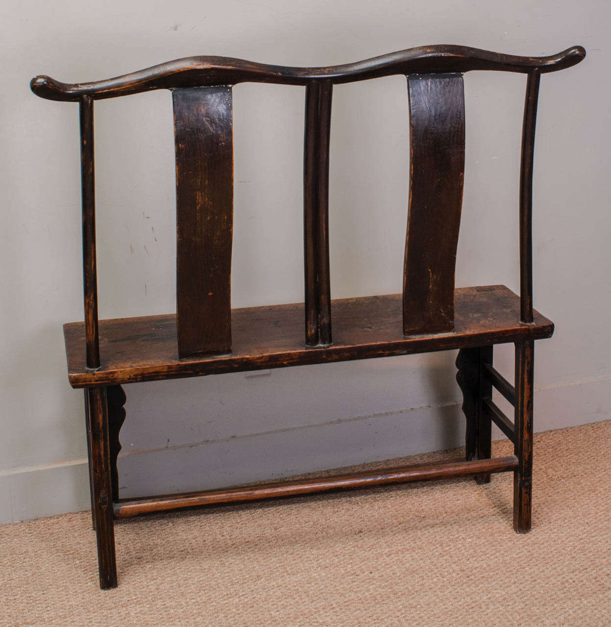 Chinese Yoke Back Double Chair or Bench, 18th Century 3