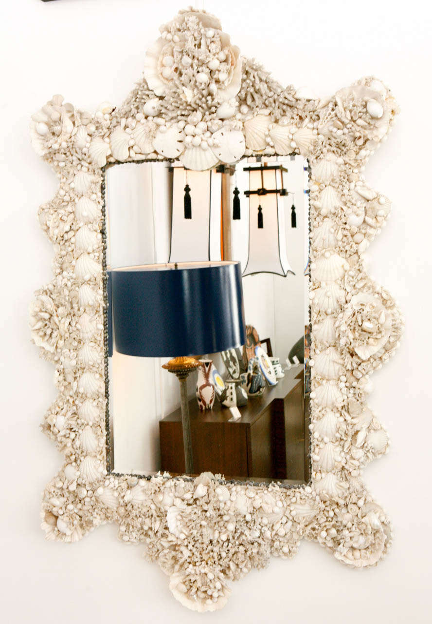 Grotto Style Shell Encrusted Wall Mirror