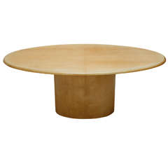 Oval Lacquered Parchment Dining Table in the Manner of Karl Springer