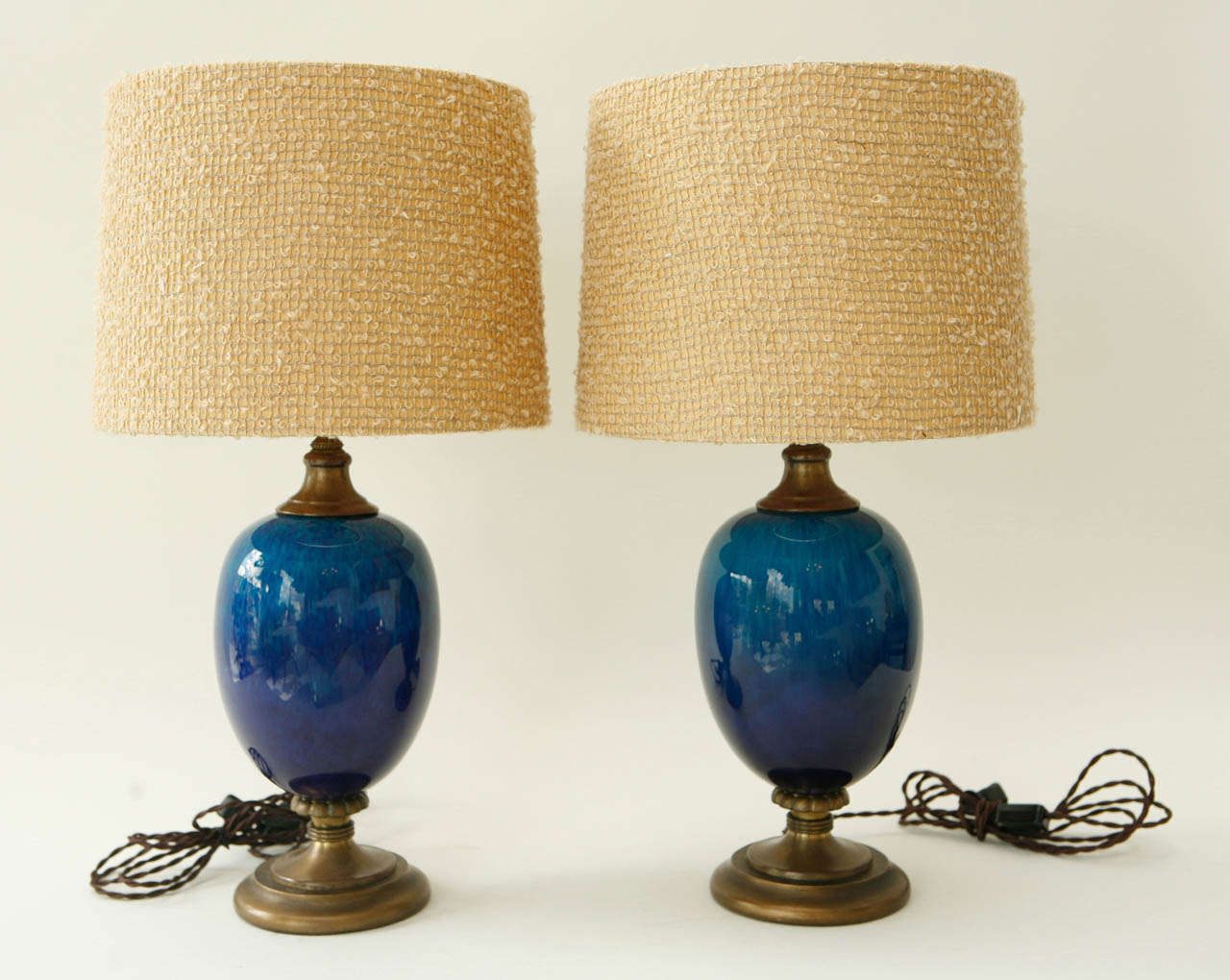 Petite Pair of Glazed Porcelain Table Lamps