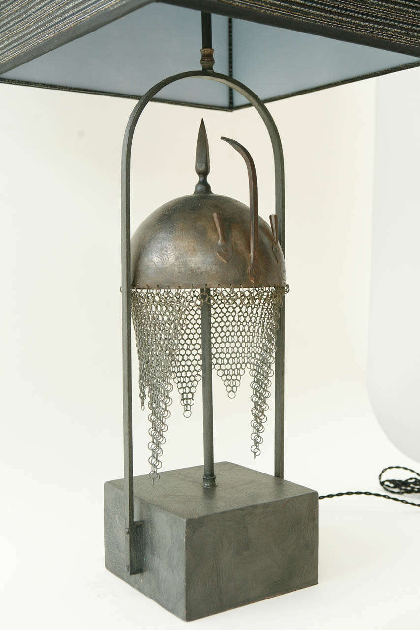 Armature Table Lamp Ornamented with a Persian Kulah Khud In Excellent Condition For Sale In Palm Desert, CA