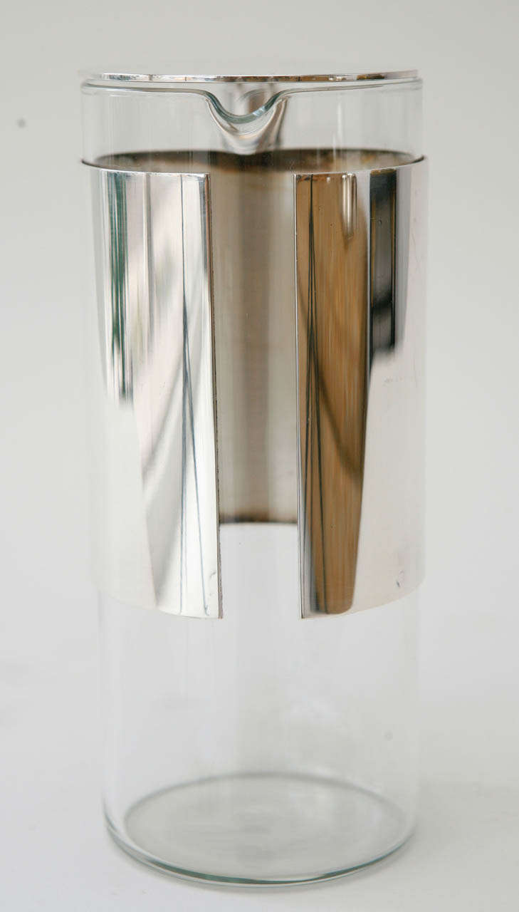 Silver Plate & Glass Pitcher by Lino Sabattini 1