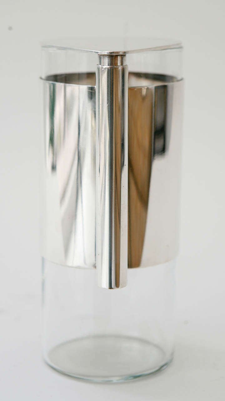 Silver Plate & Glass Pitcher by Lino Sabattini 2