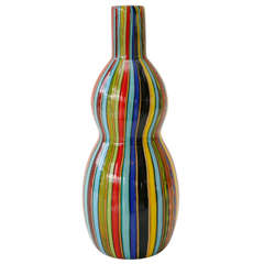 Bunte signierte Murano-Glasvase von Cenedese