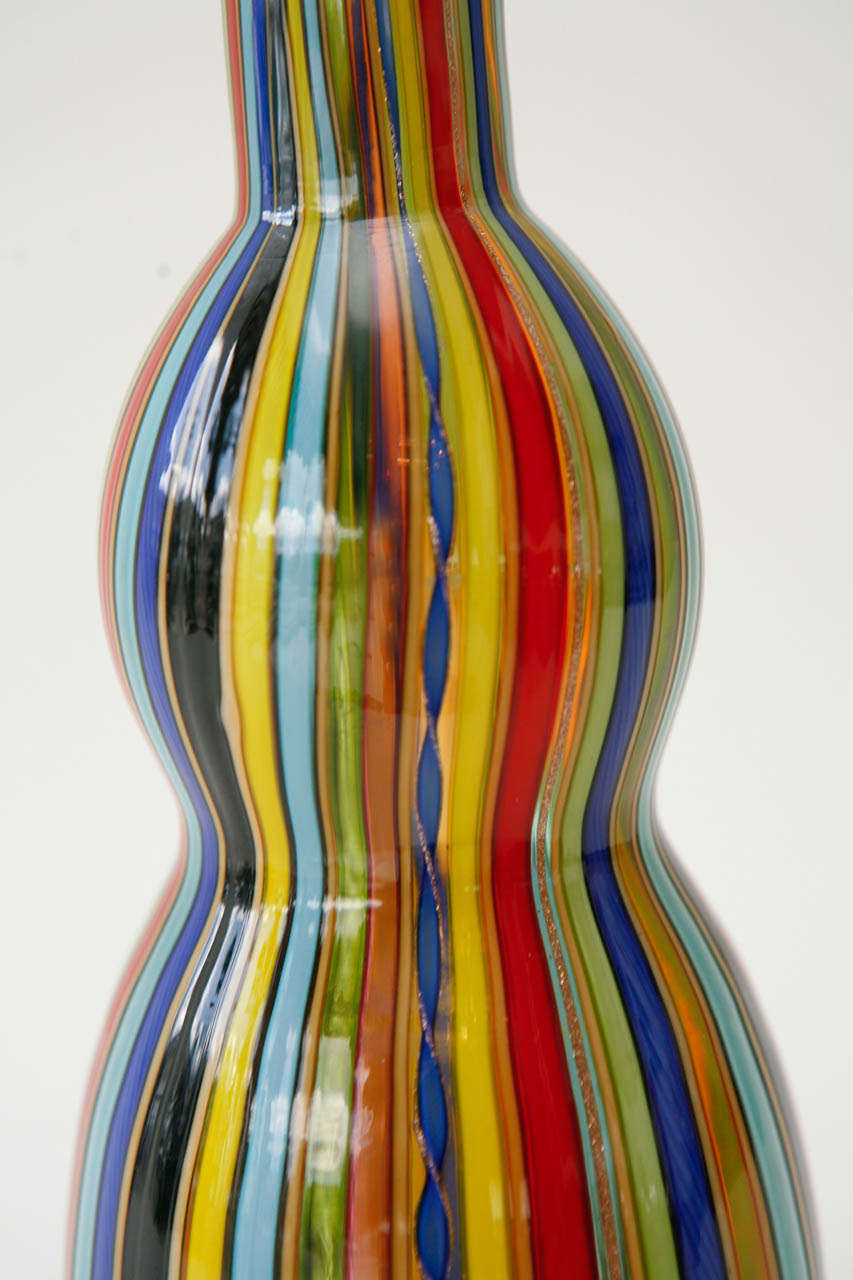 Italian Colorful Signed Murano Glass Vase by Cenedese