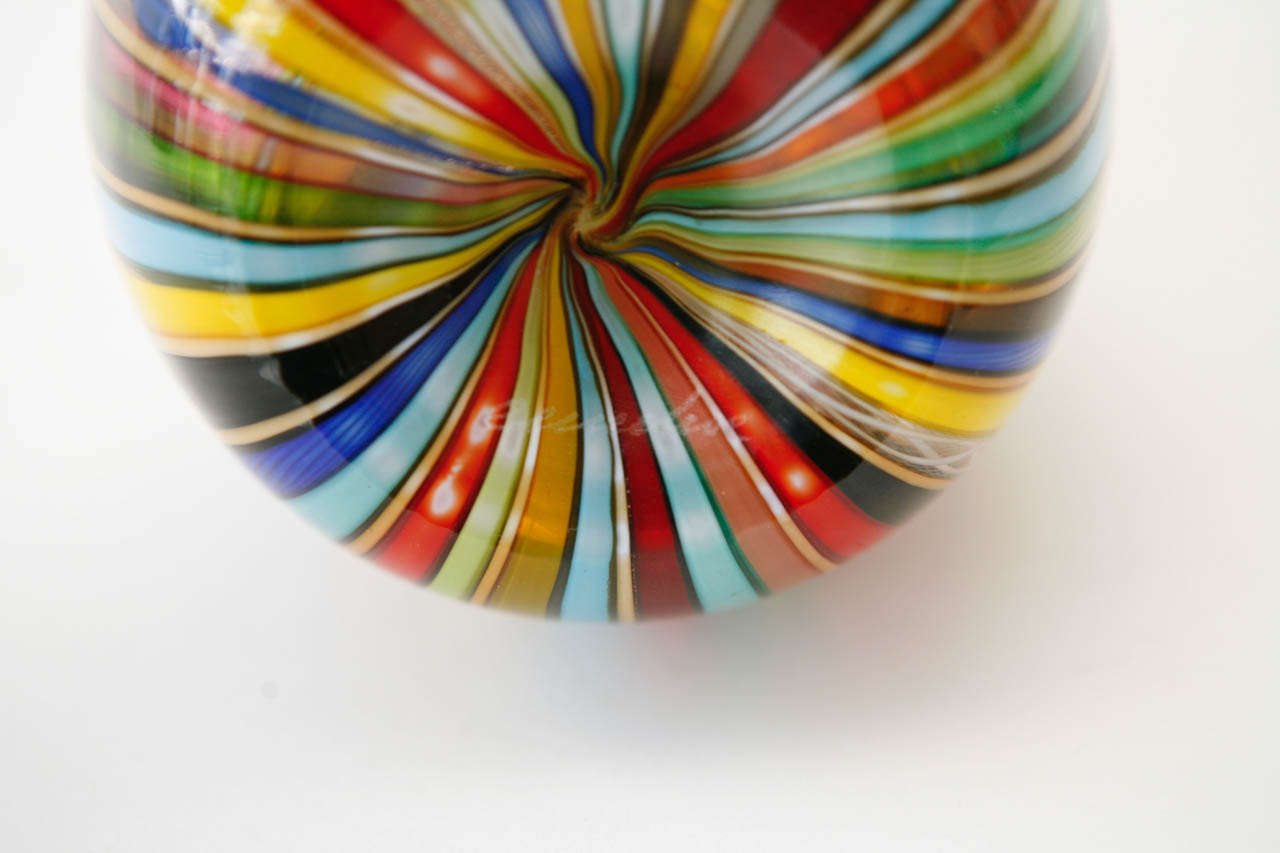 Colorful Signed Murano Glass Vase by Cenedese 1