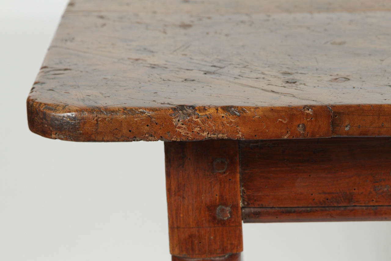19th Century Walnut Table with Stretcher For Sale