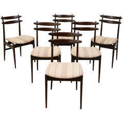 Set of 6 Italian Teak Dining Chairs attributed to Vittorio Dassi 5