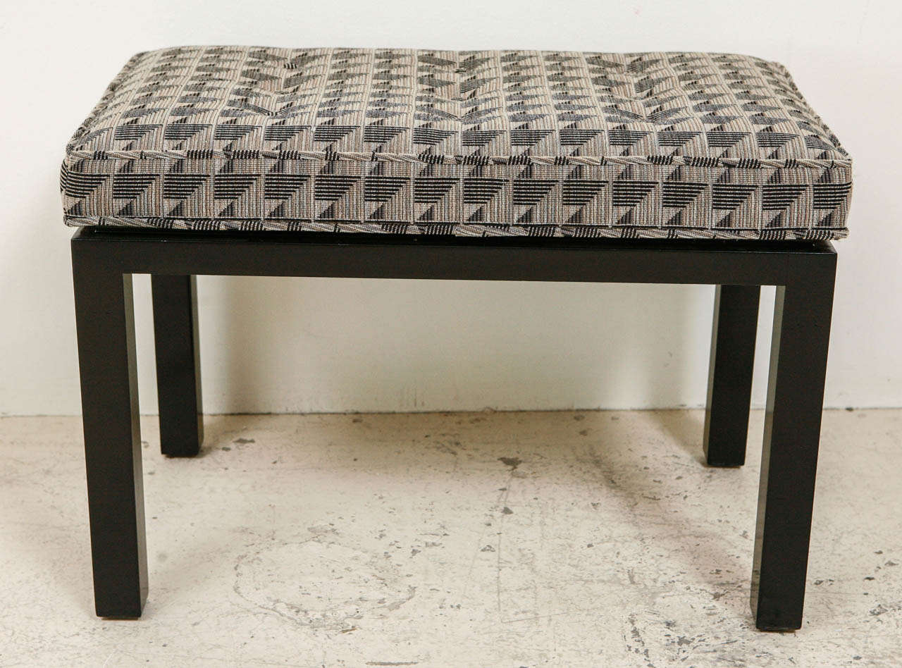 Ebonized Bench in Original Geometric Upholstery