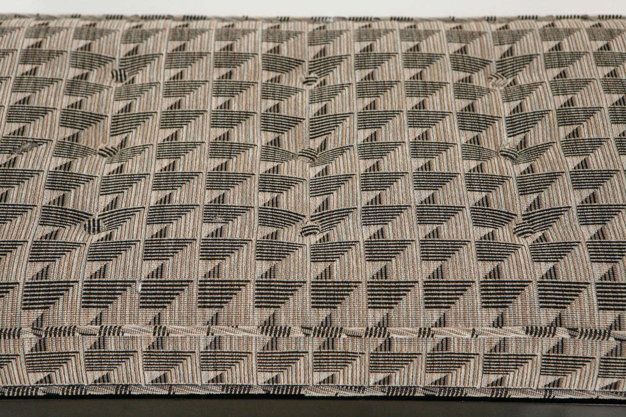 Mid-Century Modern Ebonized Bench in Original Geometric Upholstery