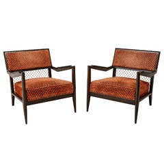 Pair of Tomlinson Arm Chairs with Expanded Metal and Original Upholstery