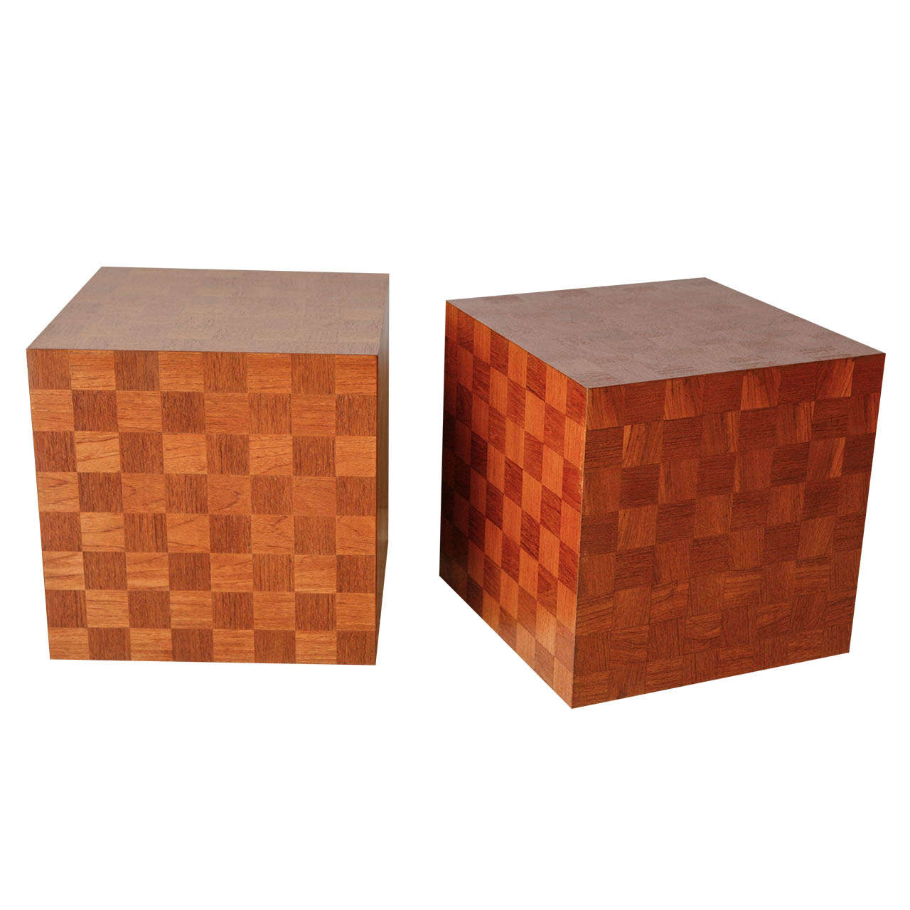 Pair of Italian Parquetry Cube Tables