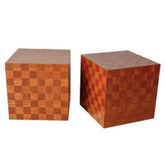 Pair of Italian Parquetry Cube Tables