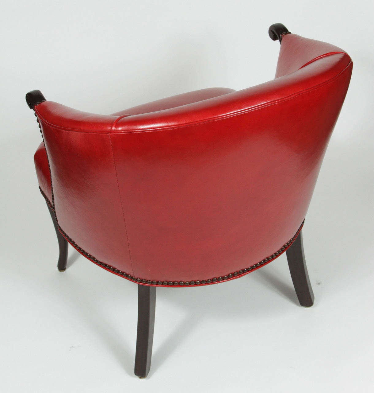 Red Leather Barrel Chair 1