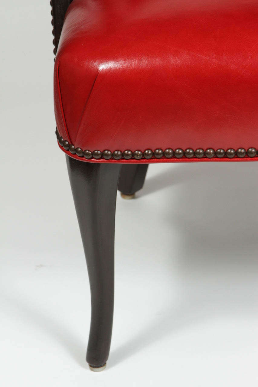 Red Leather Barrel Chair 2