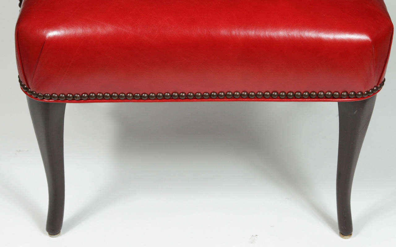 Red Leather Barrel Chair 4