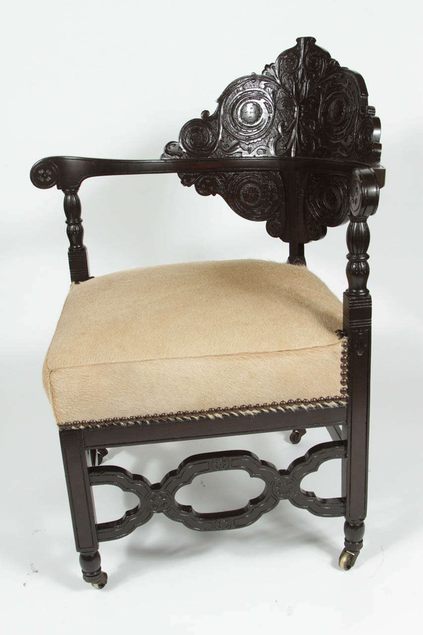 20th Century Antique Carved Corner Chair