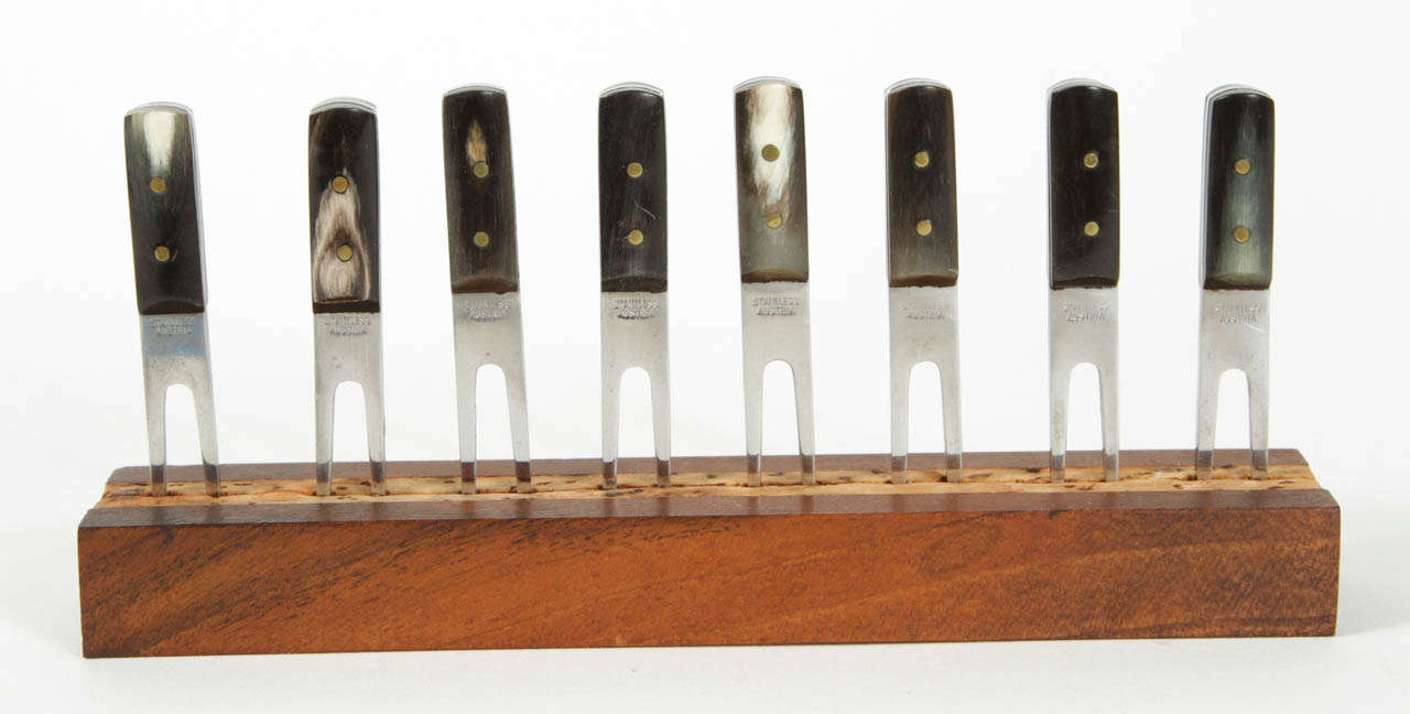 Set of Horn-Handled Cocktail Forks by Carl Auböck