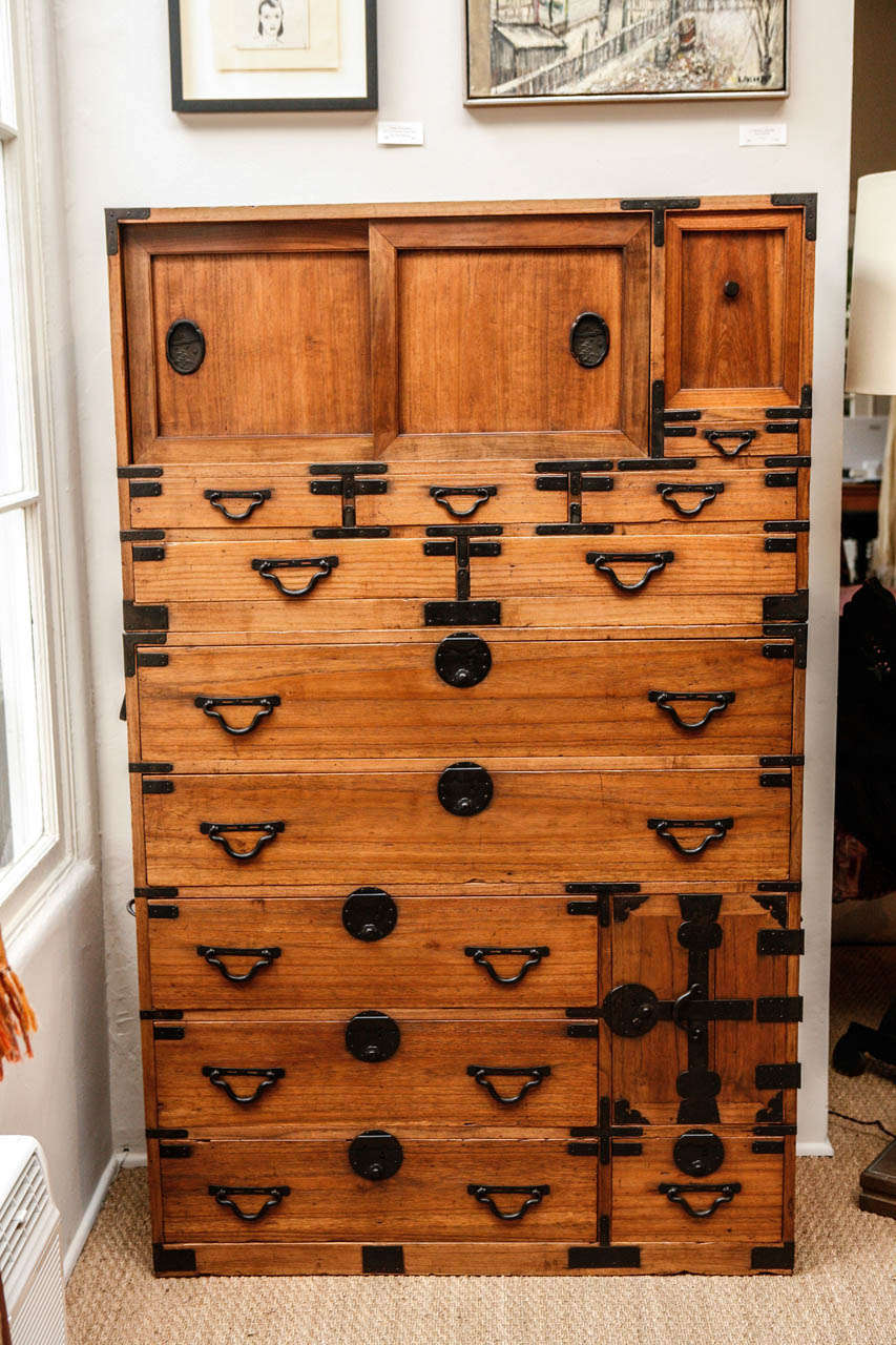 Traditional two part Japanese storage cabinet. Top segment (24.5