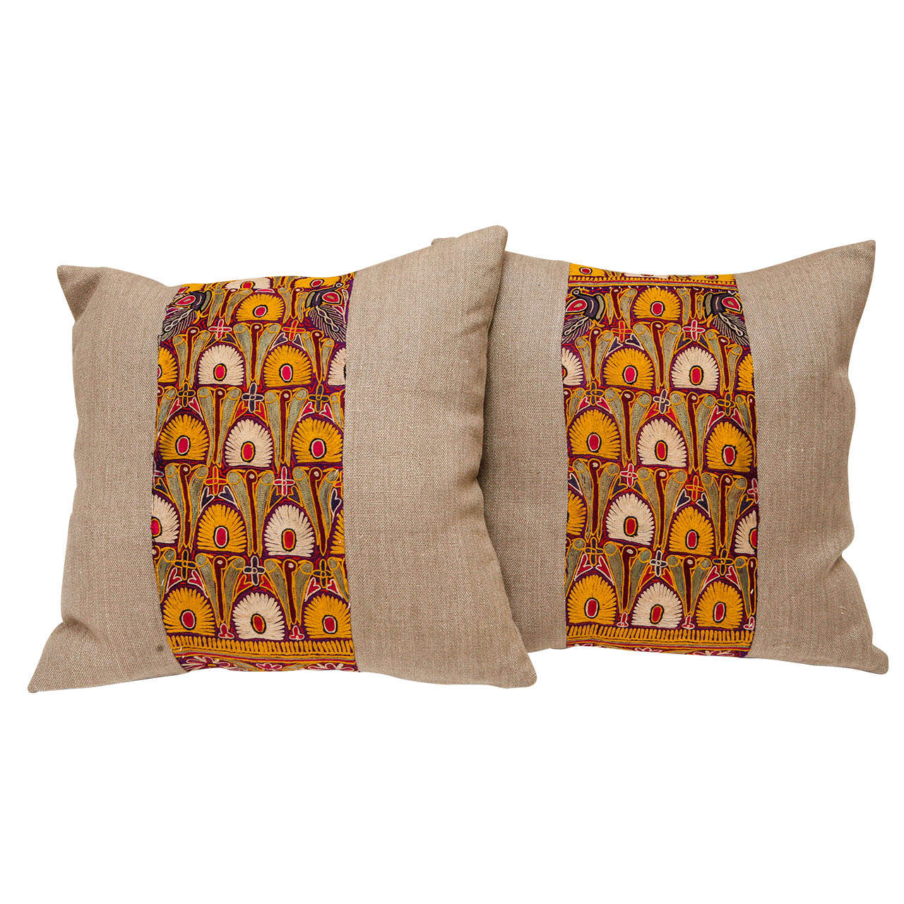 Silk Embroidered Indian Choli Pillows For Sale