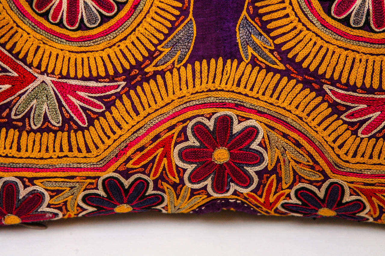20th Century Silk Embroidered Indian Choli Pillow
