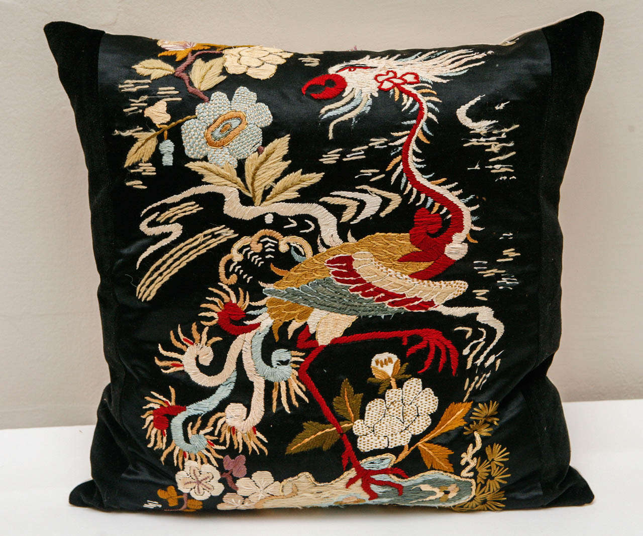 American Chinoiserie Velvet Needlework Pillows For Sale