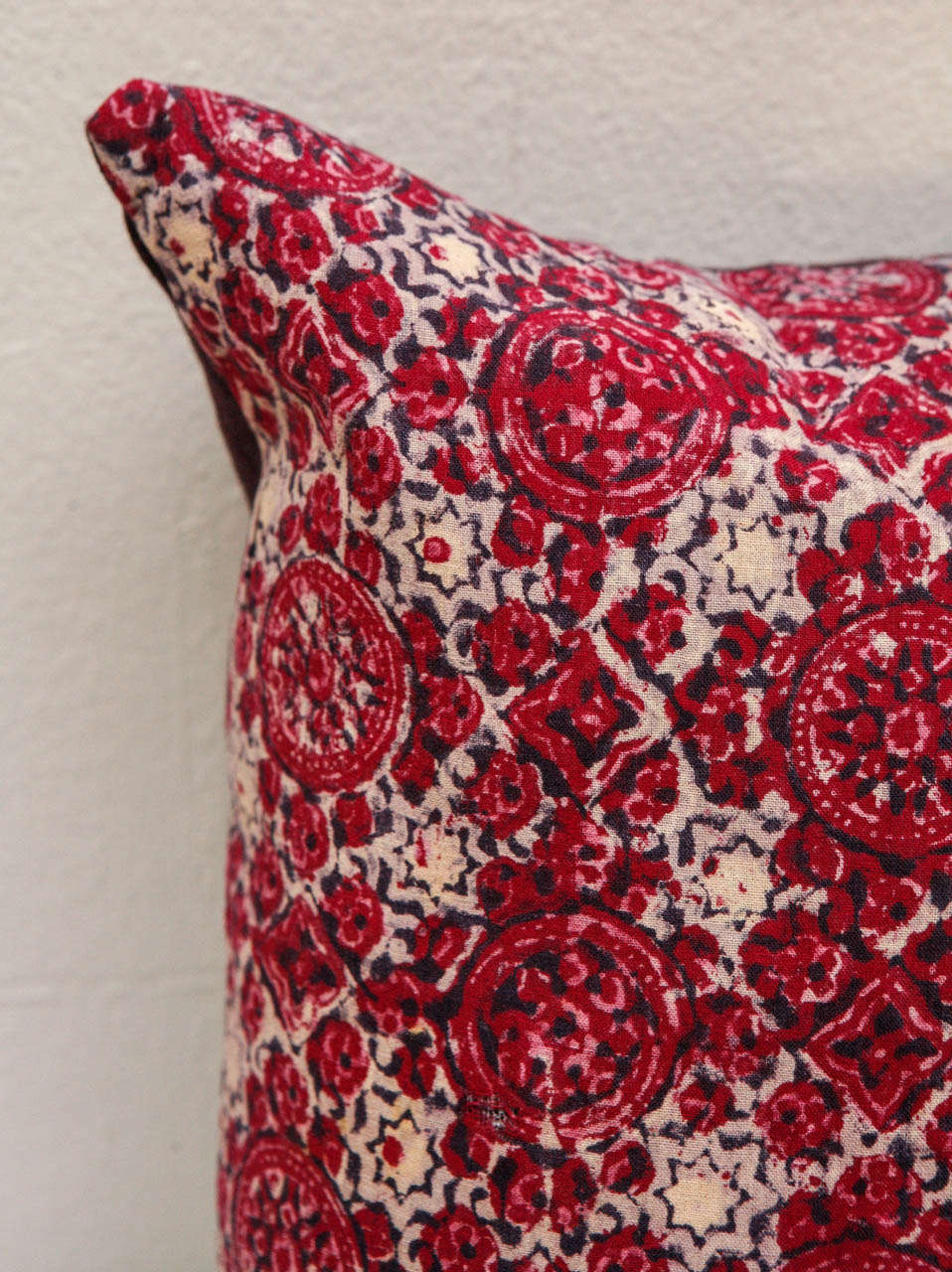 Cotton Indian Raspberry Block Print Pillows
