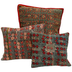 Vintage Quilted Gujarati Block Print Pillows
