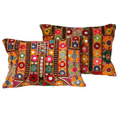 Vintage Indian Shisha Mirrorwork Pillow